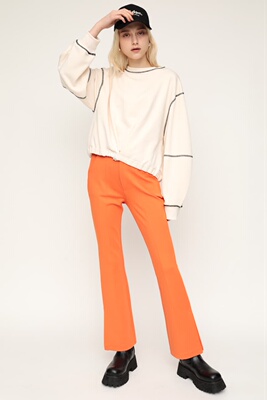 日单S家优雅气质上身高腰显瘦显长腿侧开衩好版型微喇叭休闲西裤