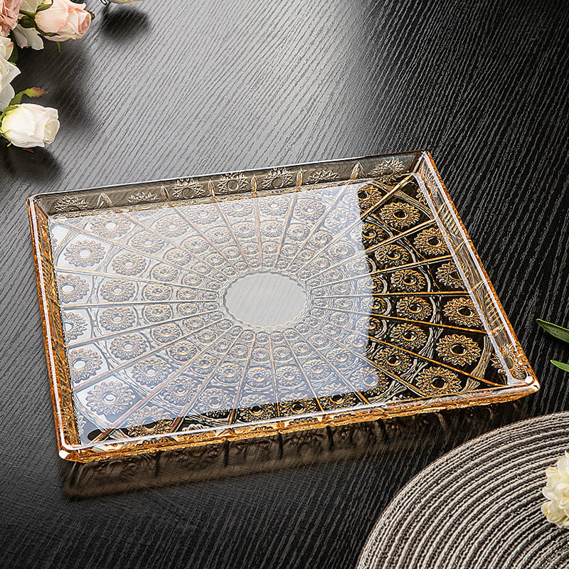 大容量高档加厚托 托盘轻奢水晶玻璃水果盘点心平盘家用水杯摆放,餐饮具,果盆/果盘/果篮,淘宝优惠券,粉丝福利购,淘宝优惠卷