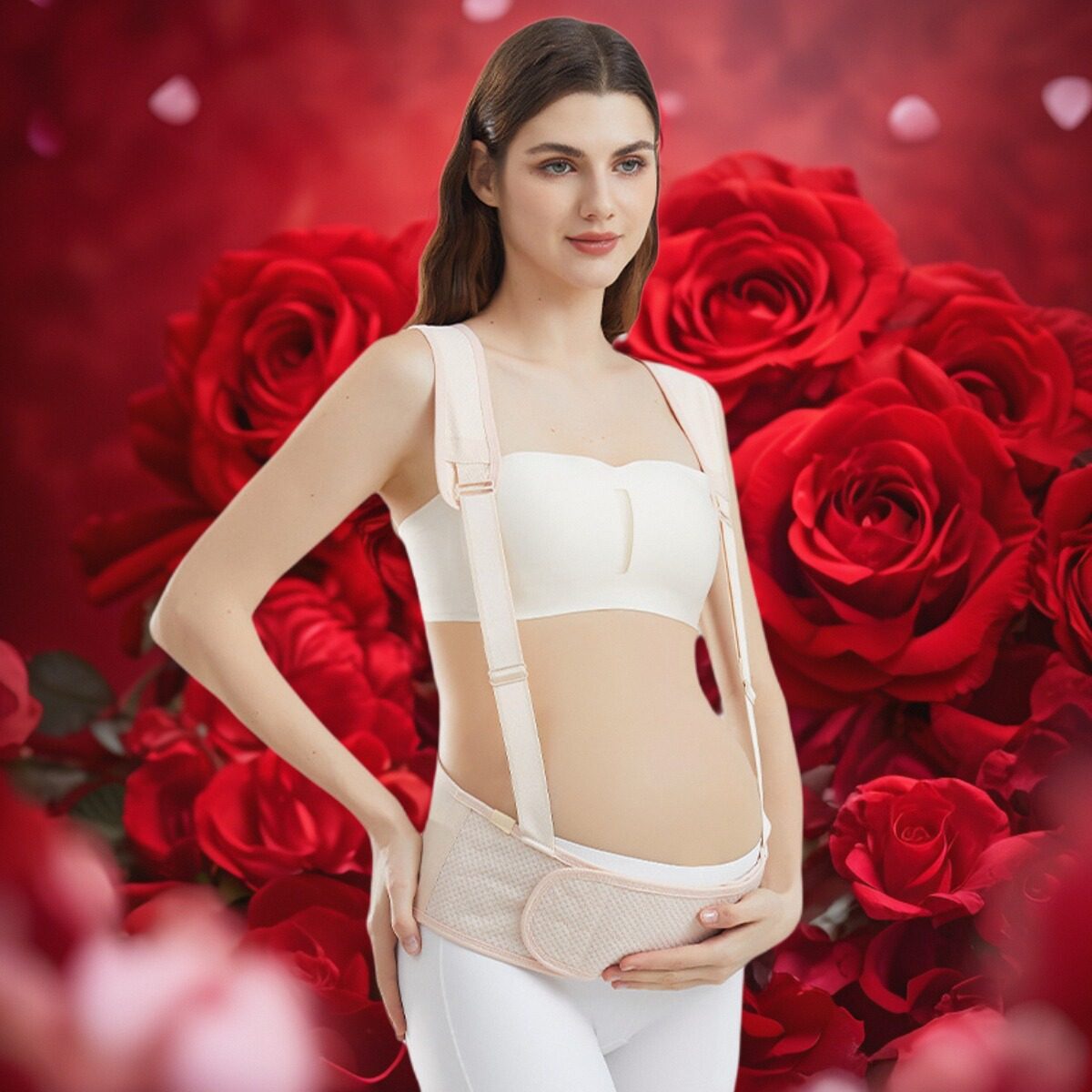 孕妇束腰带2025保胎带产前托腹带仿马甲背肩带设计透气托腹带HG