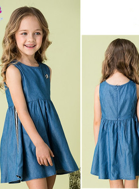 海威迩童装女大童新款185032百搭时尚舒适柔软夏季背心裙连衣裙