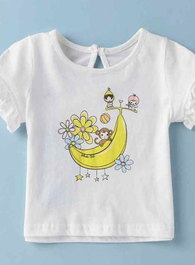 童装女童夏款婴幼儿柔软透气百搭针织纯棉圆领短袖宝宝T恤181404