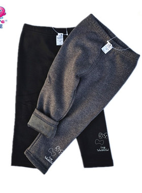海威迩童装女童秋冬新款204818松紧腰百搭休闲舒适加绒打底裤长裤