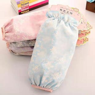 烫金网纱袖套女冬季加长双层袖套防水防污防油短款蕾丝袖头护袖筒