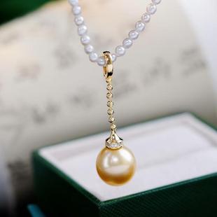 DIY珍珠吊坠配件S925纯银挂坠空托长款圈万扣项坠托 手工半成品