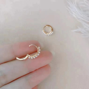 DIY珍珠耳环配件S925纯银耳饰空托气质多珠小米珠耳扣半成品材料