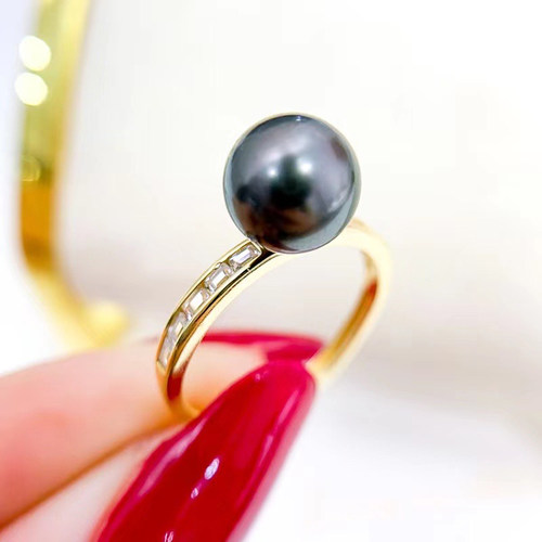 DIY珍珠配件S925银方钻款戒指托