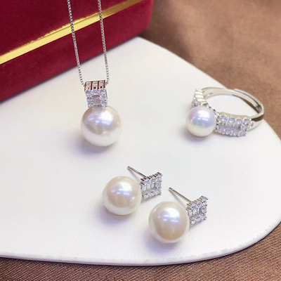 DIY珍珠配件S925银九宫格三件套