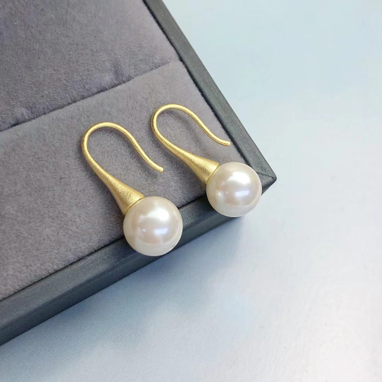 DIY珍珠配件S925银磨砂耳环耳钩