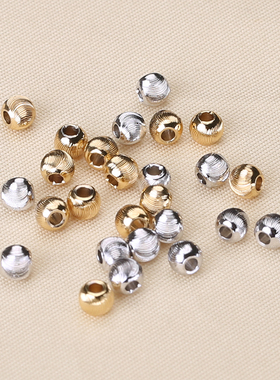 DIY饰品材料正品14K注金小金珠手工串珍珠隔饰隔珠4mm闪亮西瓜纹