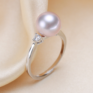 DIY配件S925纯银镀18K金开口戒指空托经典带钻可调节天然珍珠戒托