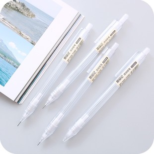 简约日系透明杆自动铅笔磨砂六角活动铅笔0.5 0.7mm2B笔按动铅笔