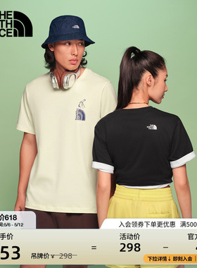 北面短袖T恤女男纯棉短袖运动新款上衣户外透气TheNorthFace|8GVC
