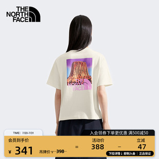 TheNorthFace 北面女印花短袖 T恤戶外休閑透氣夏季 新款 8DCB