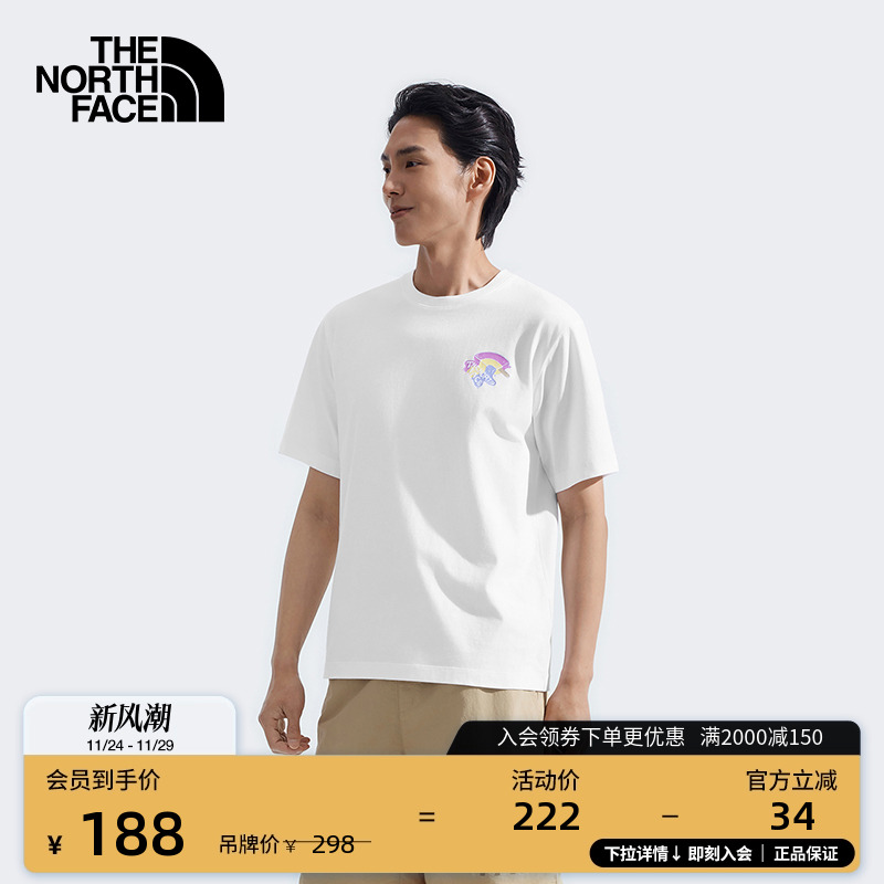 北面男女同款纯棉印花短袖T恤