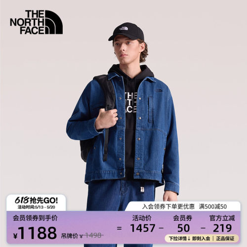 北面男多口袋透气牛仔衣