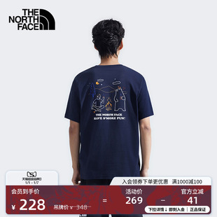 TheNorthFace T恤户外透气夏新款 8DBV 纯棉印花短袖 北面男女同款