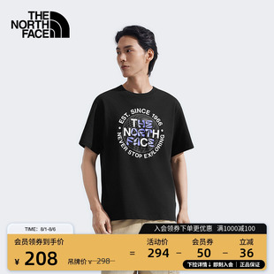 TheNorthFace T恤户外透气夏新款 8DEX 纯棉印花短袖 北面男女同款