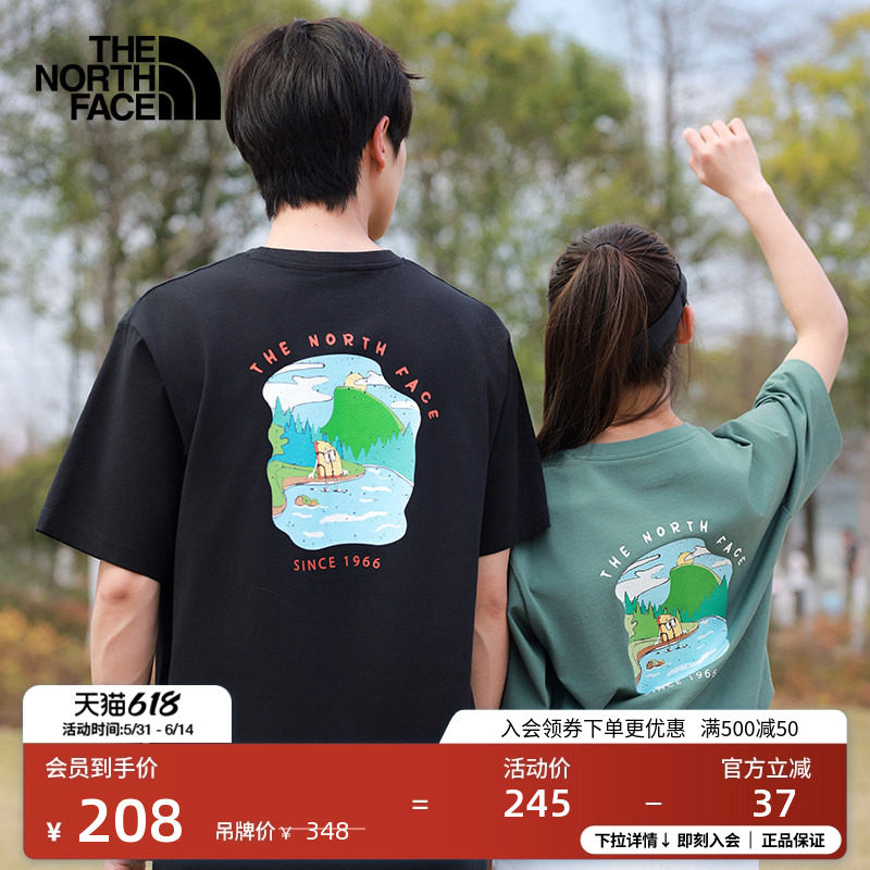 北面男女同款纯棉印花短袖T恤户外休闲透气新款TheNorthFace|8GZ6