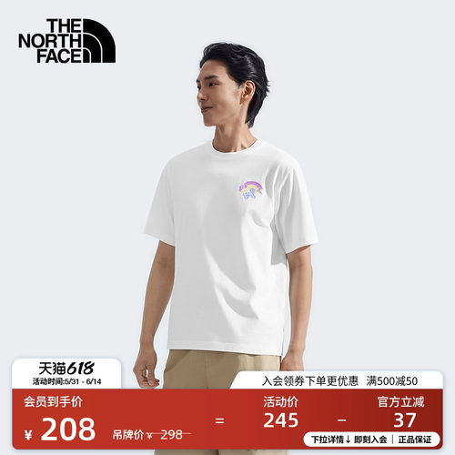 北面男女同款纯棉印花短袖T恤