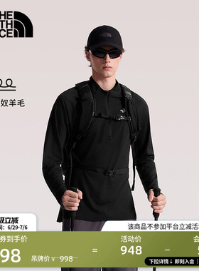 北面长袖T恤男美利奴羊毛半拉链运动户外新款TheNorthFace|8F1F