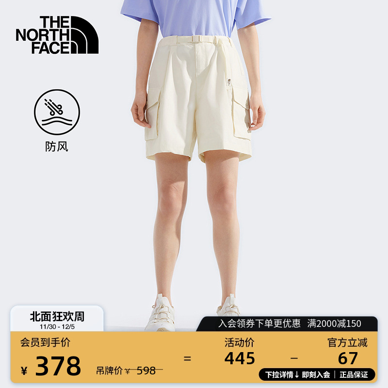 北面女防风工装风短裤