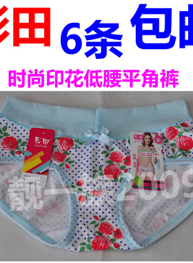 包邮彩田女装时尚印花低腰女士内裤 透气平角内裤女式30583