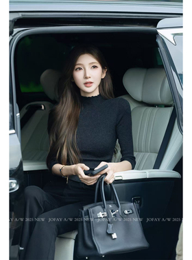 【CHASINGLIGHT】2025早秋新款独特漂亮高领针织打底衫女装