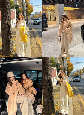 小侨jofay 慵懒针织裤 2025秋冬女装新款加绒加厚休闲针织垂垂裤