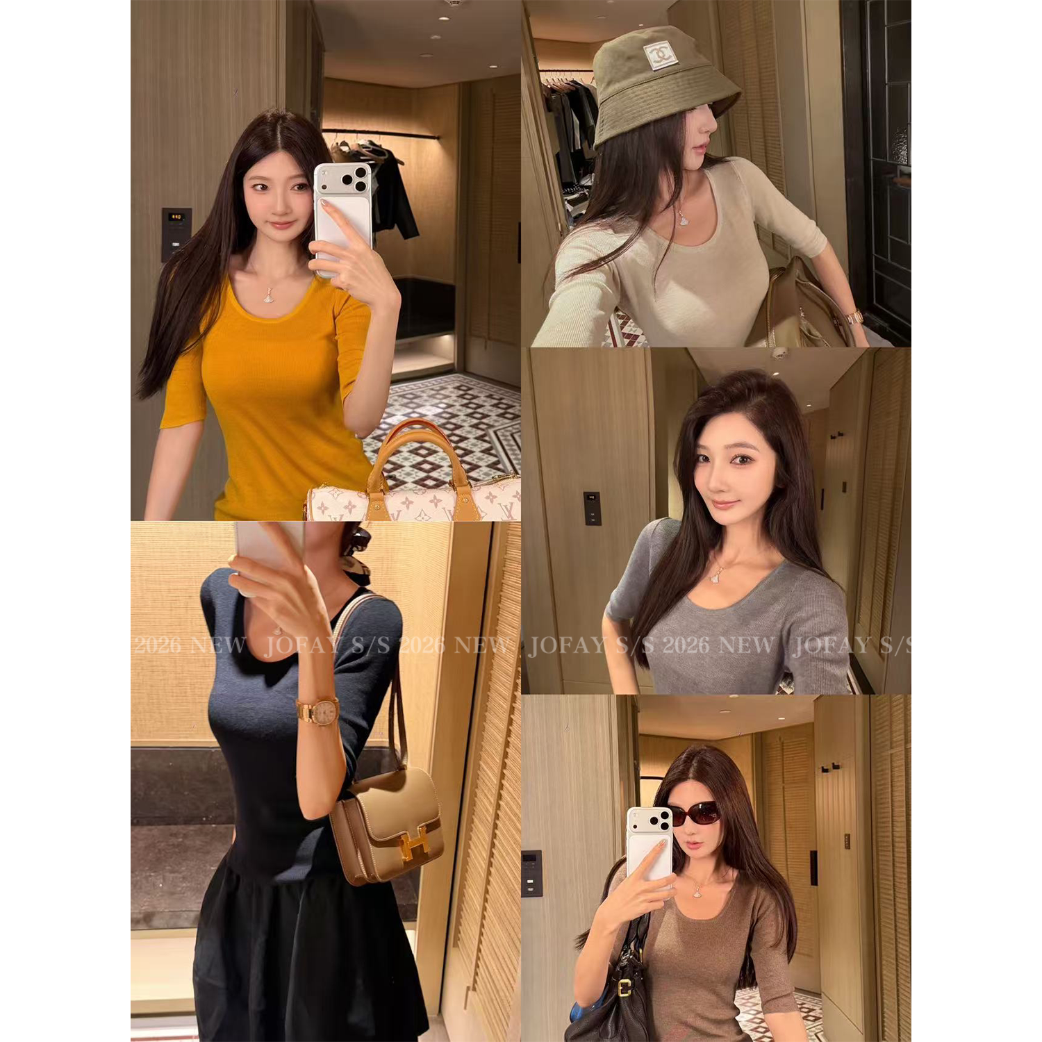 JofayAmigo【羊毛中袖】温柔舒适早秋羊毛衫外穿内搭针织上衣女
