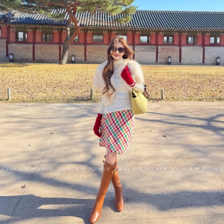 小侨jofay miu系格子裙 英伦撞色半身裙 Q2082