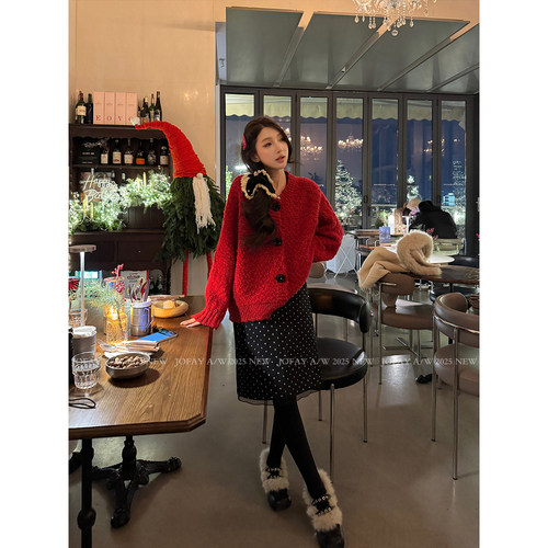 小侨jofay 波点韩女裙 蕾丝边波点磨毛半裙 Q2087