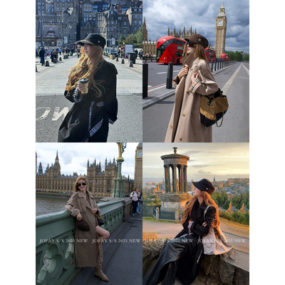 小侨Jofay 伦敦风衣内里格纹长款风衣 W2808