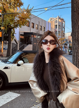 小侨jofay 名场面鹅绒皮草 全真毛领派克90白鹅绒气质大外套上衣