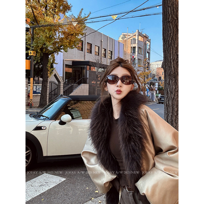 小侨jofay 名场面鹅绒皮草 全真毛领派克90白鹅绒气质大外套上衣