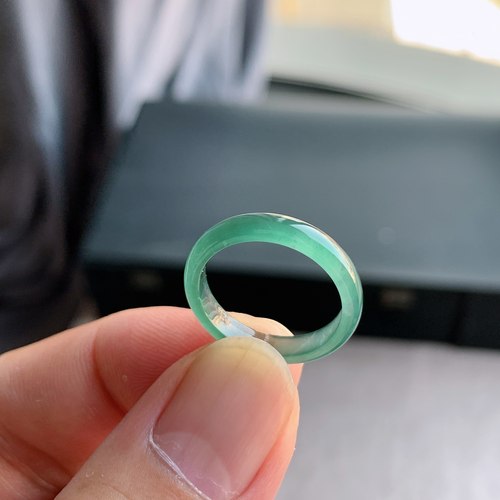 天然A货翡翠冰种13号晴空蓝戒指