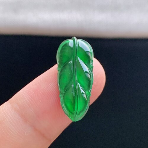 天然A货冰种湖水蓝翡翠叶子镶件
