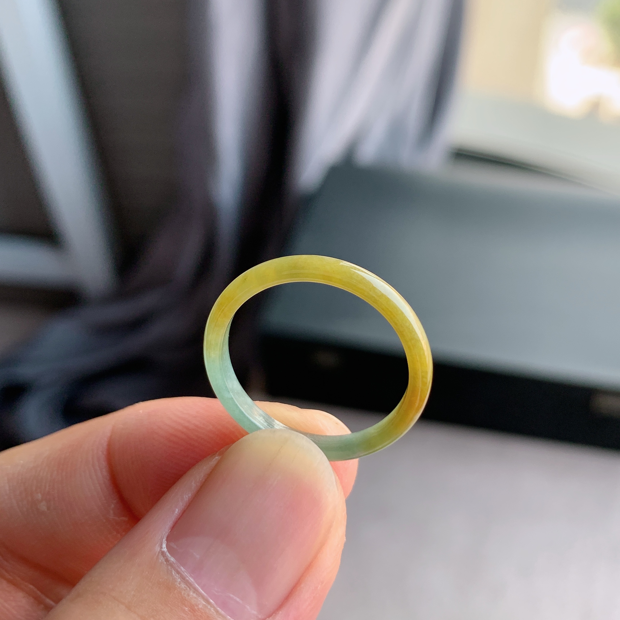 天然A货翡翠冰糯种19号黄翡戒指