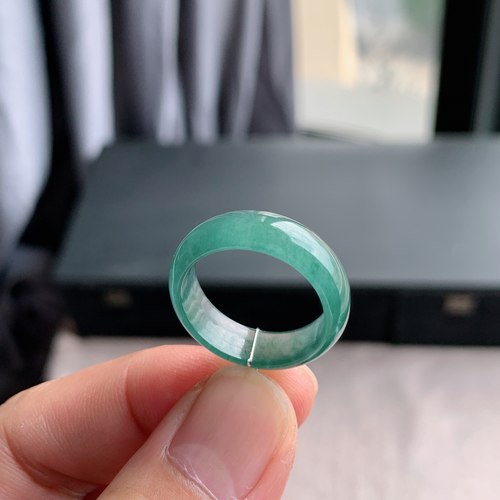 天然A货冰种牛仔蓝翡翠戒指