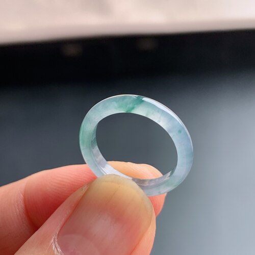 天然A货冰种紫罗兰翡翠素圈戒指