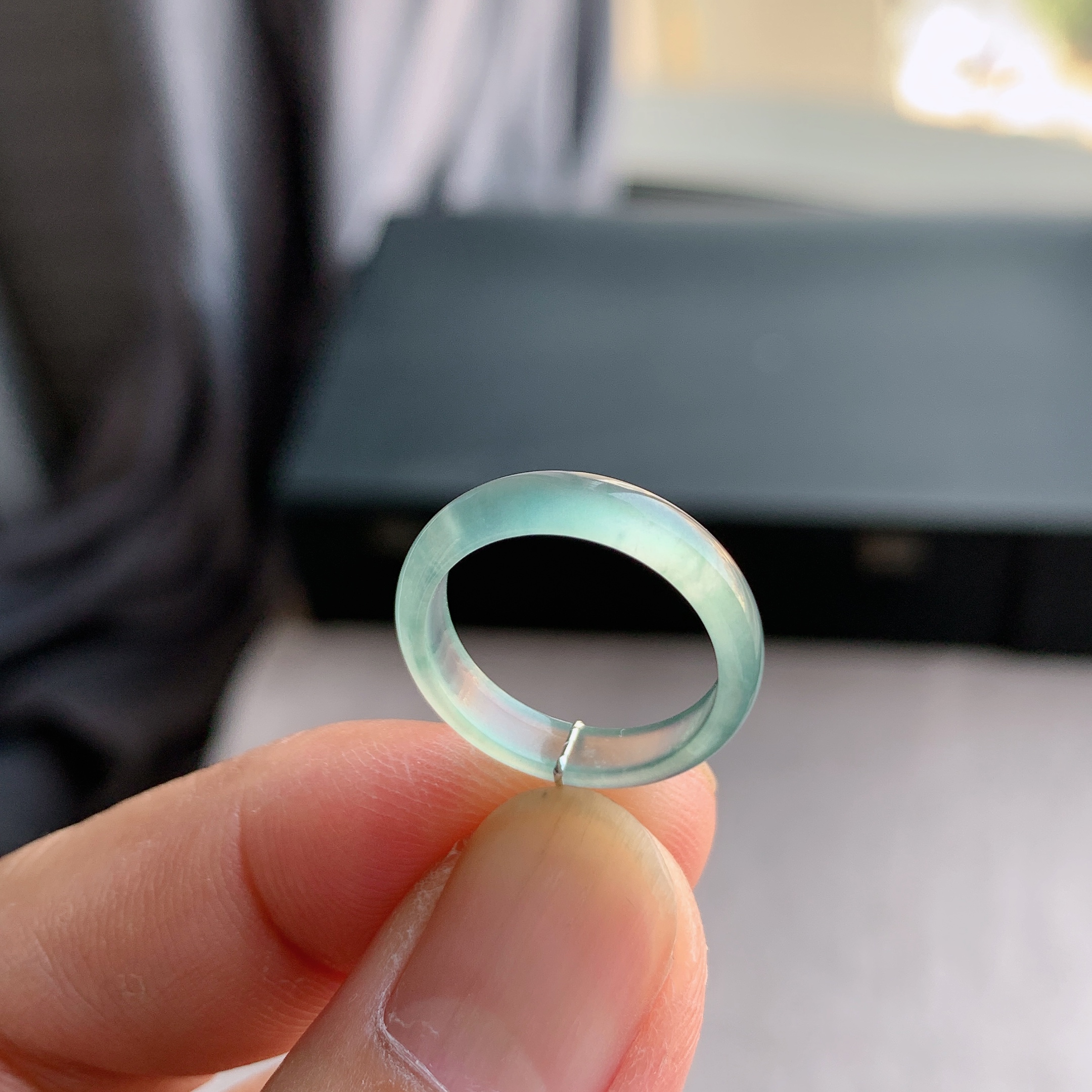 天然A货翡翠10号白月光戒指