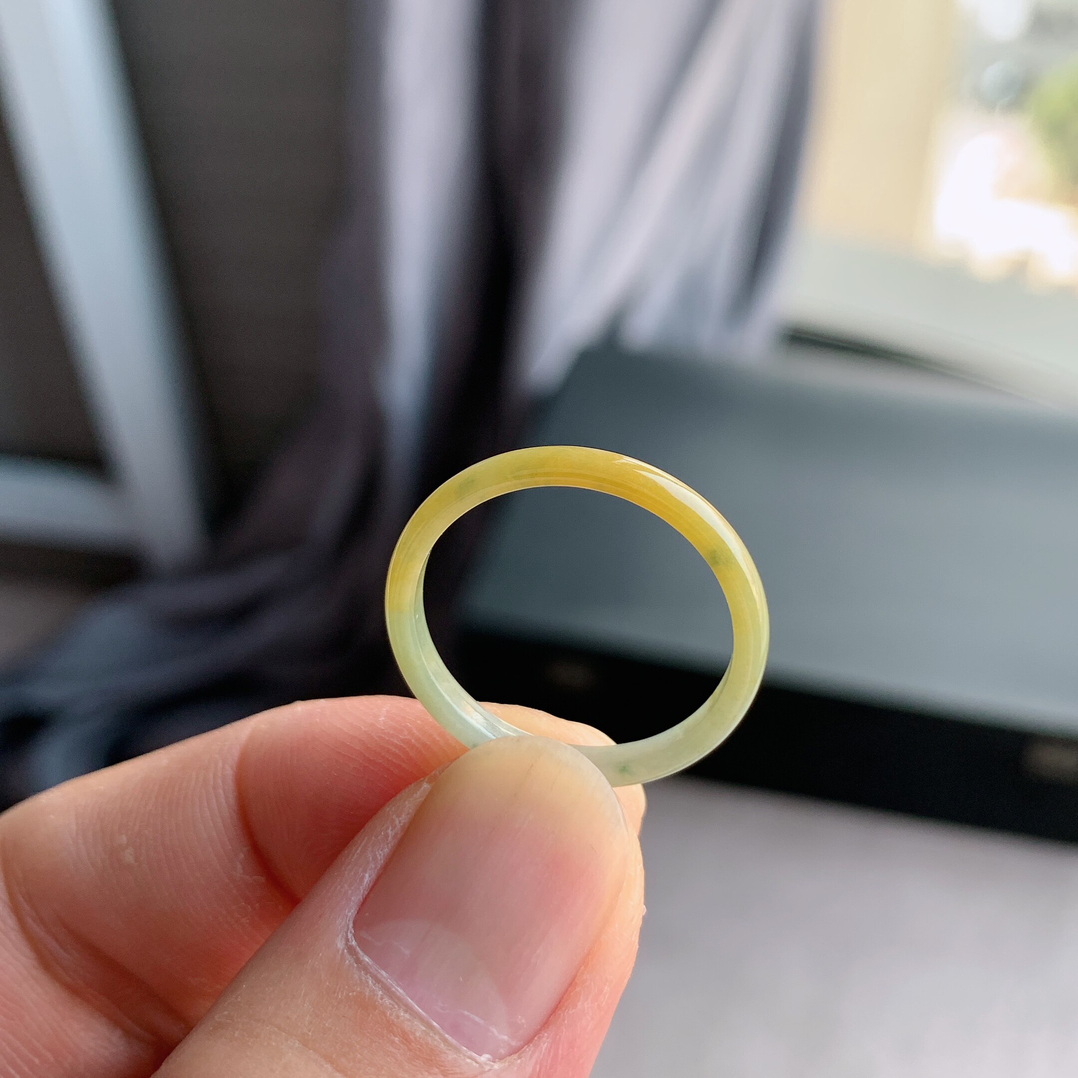 天然A货翡翠冰糯种20号黄翡戒指