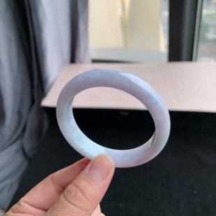 缅甸天然A货翡翠 57圈口淡紫罗兰正圈手镯玉镯T2