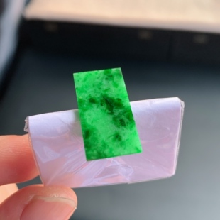 满绿辣绿平安素面牌镶件L15 缅甸天然A货翡翠