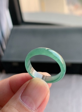 天然A货翡翠 冰种22号湖水蓝男女戒指指环素圈戒圈RAD3