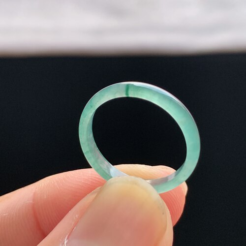 天然A货冰种14号翡翠素圈戒指