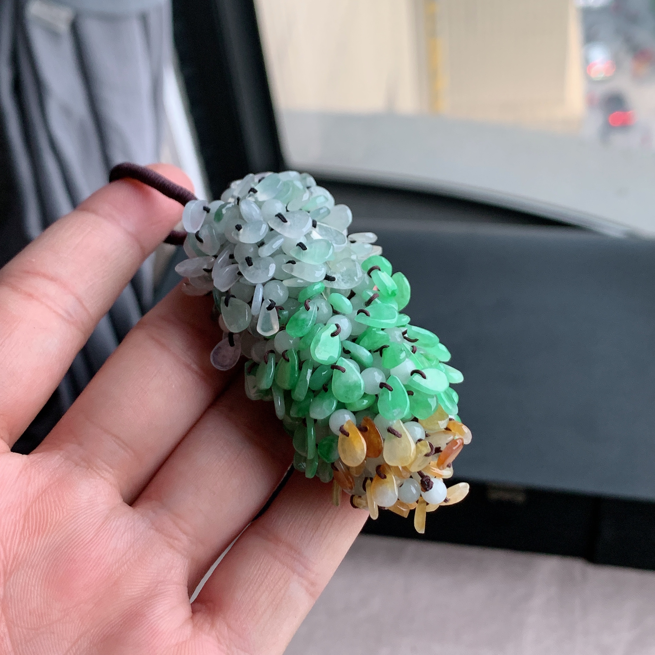 缅甸天然A货翡翠 三彩岁岁平安包挂车挂L7