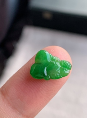 缅甸天然A货翡翠 满绿阳绿金鱼镶件L3