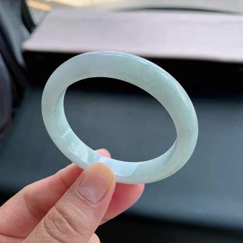 缅甸A货翡翠手镯53圈白月光