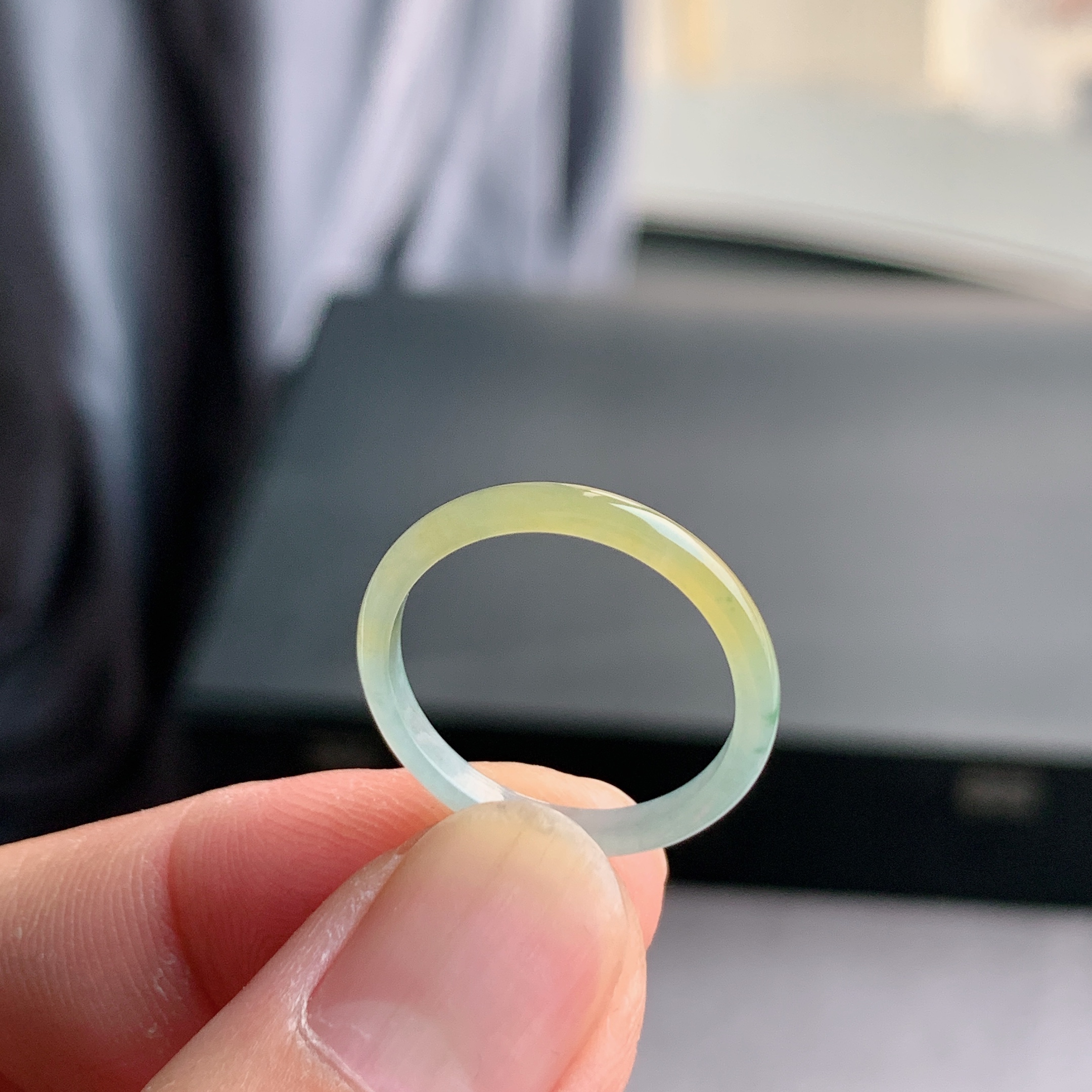 天然A货翡翠冰糯种18号黄翡戒指