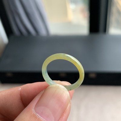 天然A货翡翠冰种12号冰黄翡戒指